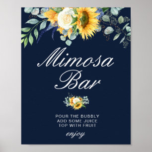 zonnebloemen blauw vrijgezellenfeest mimosa staaf poster