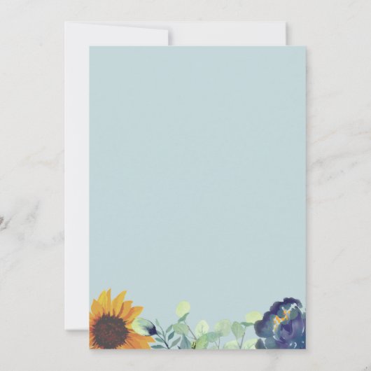 Zonnebloemen & Blauwe Bloemen Groen Bloemen Bloeme Kaart (Achterkant)