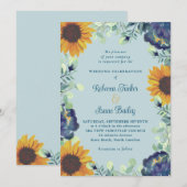 Zonnebloemen & Blauwe Bloemen Groen Bloemen Bloeme Kaart (Voorkant / Achterkant)