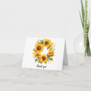 Zonnebloemen bloemblaadjes: bruiloft dank u kaart