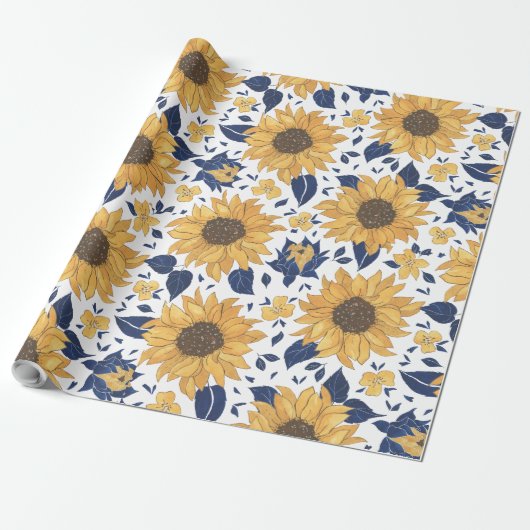Zonnebloemen bloemen cadeaupapier (Uitgerold)