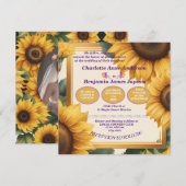 Zonnebloemen bloemenbruiloft kaart (Voorkant / Achterkant)