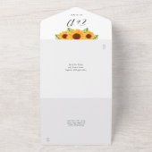 Zonnebloemen bloemenelegant script bruiloft all in one uitnodiging (Buitenkant)