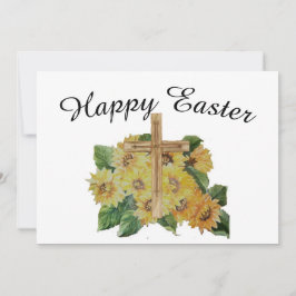 Zonnebloemen bloemenkruis met paasvakantie feestdagenkaart