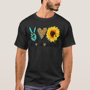 Zonnebloemen Bloemist Hippie Peace Love en Zonnebl T-shirt