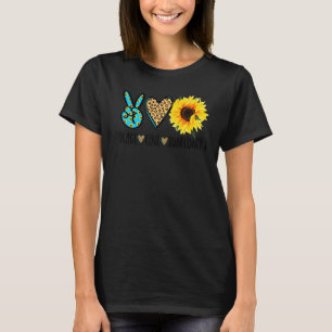 Zonnebloemen Bloemist Hippie Peace Love en Zonnebl T-shirt