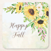 Zonnebloemen, boeket met aanpasbare tekst vierkante kartonnen onderzetter (Voorkant)
