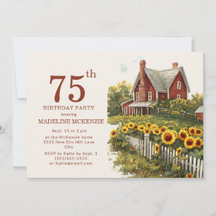 Zonnebloemen Boerderij 75e Verjaardagsfeestje Kaart