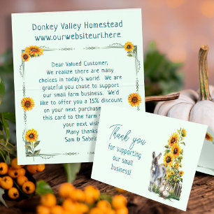 Zonnebloemen Boerenmarkt Vouwde Klant Bedankt Visitekaartjes