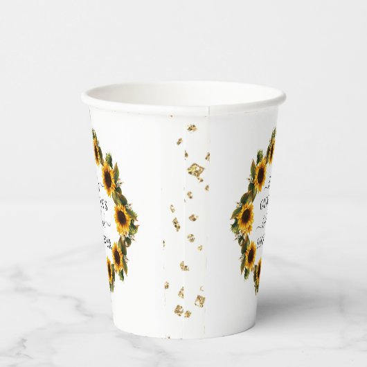 Zonnebloemen Boho Elegante Bruiloftsshower Papiere Papieren Bekers (Rechts)
