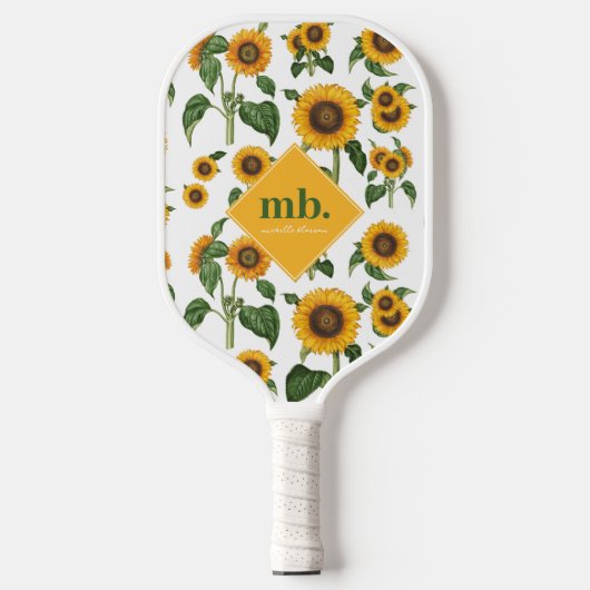 Zonnebloemen Botanisch gebladerte groen Pickleball Paddle (Voorkant)