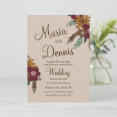 zonnebloemen botanische bruiloft kaart (Staand voorkant)