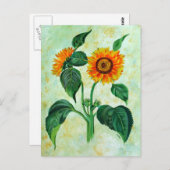  zonnebloemen Botanische Kunst Briefkaart (Voorkant / Achterkant)