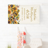 Zonnebloemen Boterfly Vrouw 40e verjaardag Spandoek (Insitu)