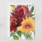 Zonnebloemen & Bourgogne Bloemen Drop Goud Lijst Kaart (Achterkant)