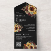 Zonnebloemen Bourgogne Bloemen QR Code Zwart Bruil All In One Uitnodiging (Binnen)