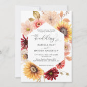 Zonnebloemen & Bourgondische Herfst Wild Floral We Kaart (Voorkant)