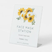 Zonnebloemen Bruiloft Gezichtsmasker Station Reclamebord Met Voetstuk (Voorkant)