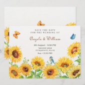 Zonnebloemen bruiloft save the date (Voorkant / Achterkant)