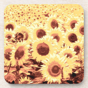 Zonnebloemen - bruin, goud en geel onderzetter