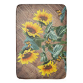 Zonnebloemen Butterflies Rustic Barn Board Badmat (Voorkant Verticaal)