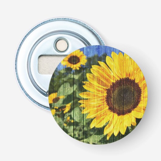 Zonnebloemen Button Flesopener (Voorkant)