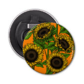 Zonnebloemen Button Flesopener (Voorkant)