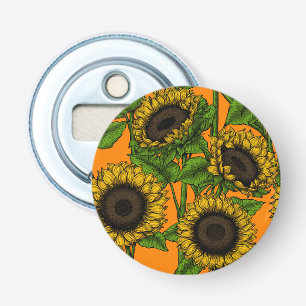Zonnebloemen Button Flesopener