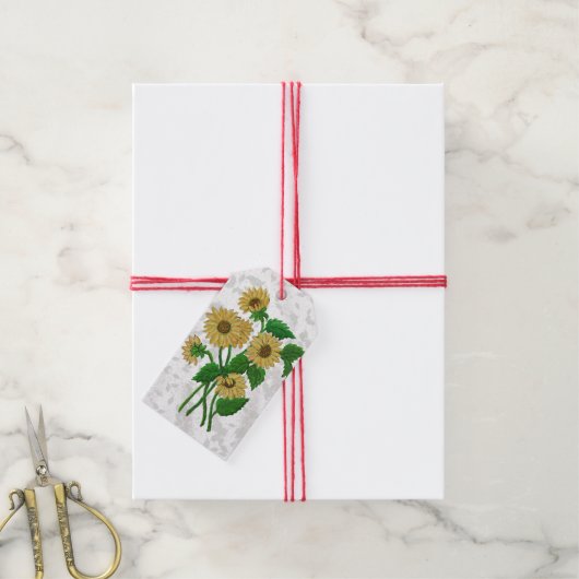 Zonnebloemen Cadeaulabel (Met Touw)