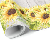 Zonnebloemen cadeaupapier (Rol Hoek)