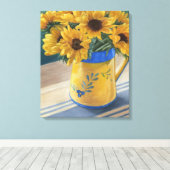 Zonnebloemen Canvas Afdruk (Insitu (Houten vloer))