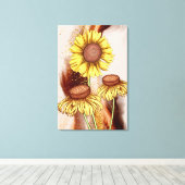 Zonnebloemen Canvas Afdruk (Insitu (Houten vloer))
