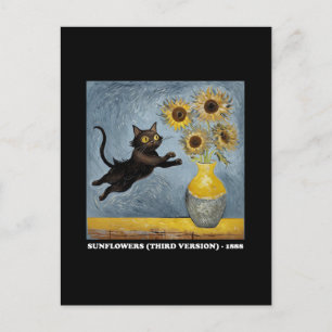 Zonnebloemen Cat Meme Art Graphic Feestdagenkaart