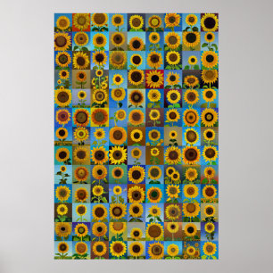 Zonnebloemen collage poster