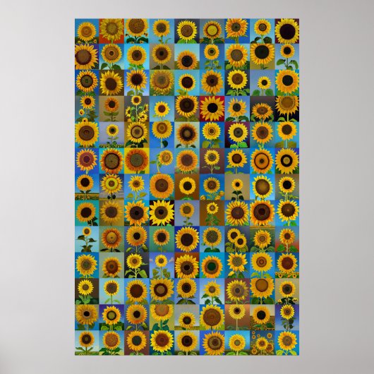 Zonnebloemen collage poster (Voorkant)
