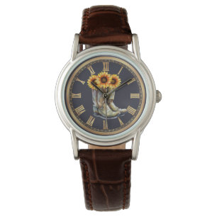 Zonnebloemen & Cowboylaarzen Horloge