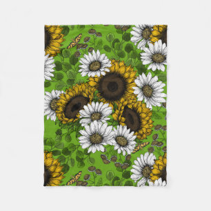 Zonnebloemen, dagboeien, zomertuin fleece deken