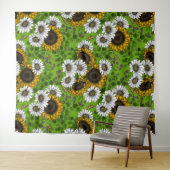 Zonnebloemen, dagboeien, zomertuin wandkleed (In Situ (horizontaal))