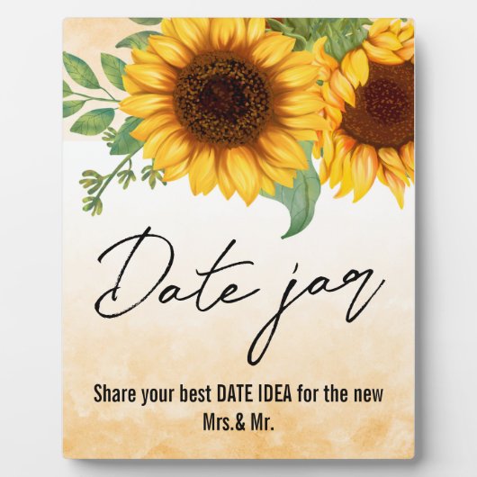 Zonnebloemen Datum Jar sign Tabletop Plaque Fotoplaat (Voorkant)