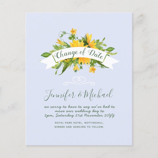 Zonnebloemen Datum Uitstel plannen Opmerking (Voorkant)