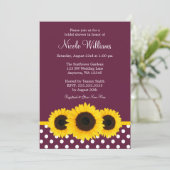 Zonnebloemen Deep Mulberry Polka Dot Vrijgezellenf Kaart (Staand voorkant)