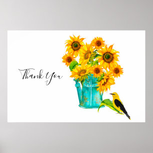 Zonnebloemen die erop letten kunnen Bouquet je bed Poster