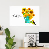 Zonnebloemen die rondkijken, kunnen Bouquet bedank Poster (Thuiskantoor)