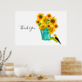 Zonnebloemen die rondkijken, kunnen Bouquet bedank Poster (Keuken)
