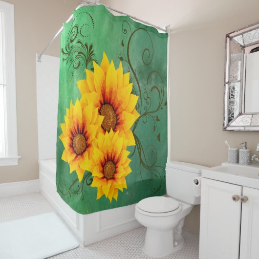 Zonnebloemen Douchegordijn (In situ)