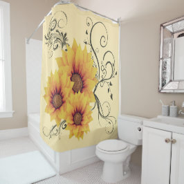 Zonnebloemen douchegordijn