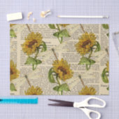 Zonnebloemen Dragonflies Old Newspaper Country Sty Tissuepapier (Craft)