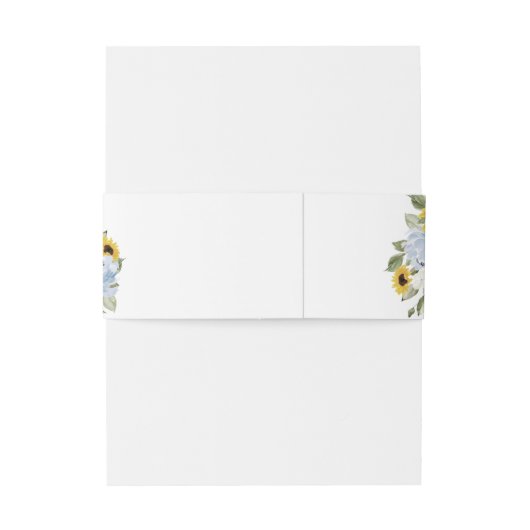 Zonnebloemen Dusty Blue Floral Rustic Wedding Uitnodigingen Wikkel (Achterkant Voorbeeld)