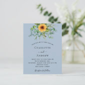 Zonnebloemen edige bruine bruinbruine bruiloft uitnodiging briefkaart (Staand voorkant)