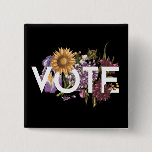  zonnebloemen Elegant Feminine Go Vote Vierkante Button 5,1 Cm